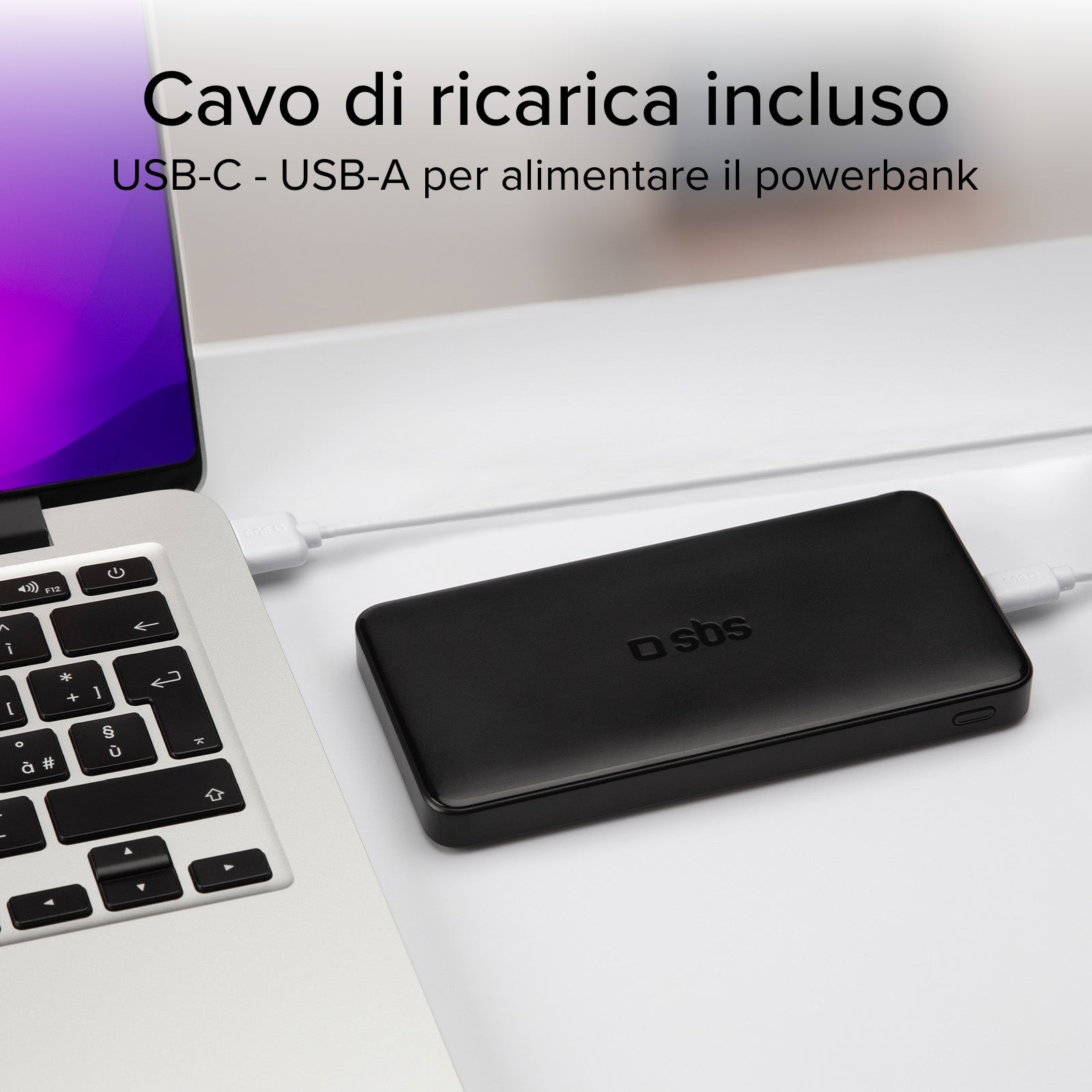Power bank 10.000 mAh extra slim con porta USB 2.1A Intelligent Charge (IC)