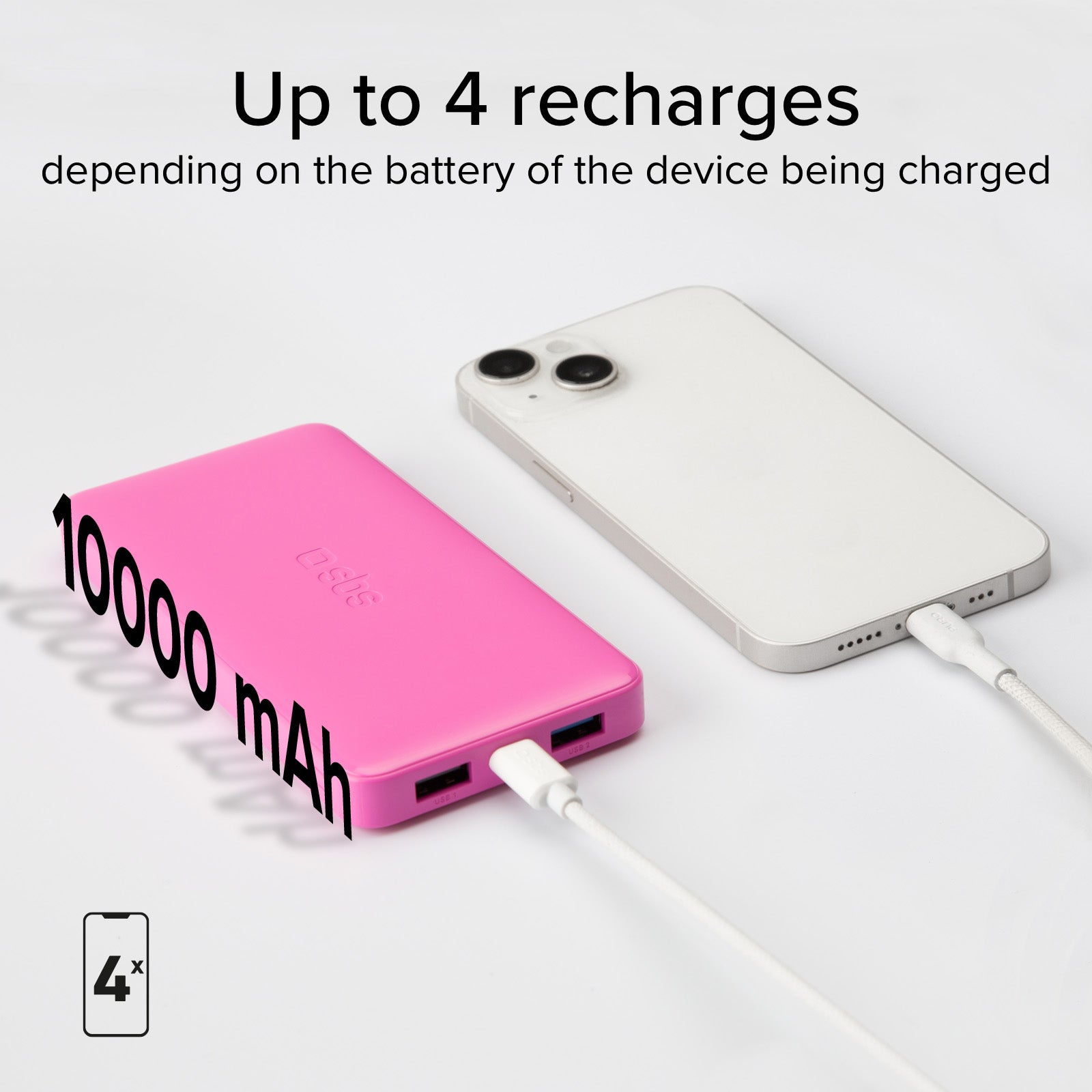 Power bank 10.000 mAh extra slim con porta USB 2.1A Intelligent Charge (IC)