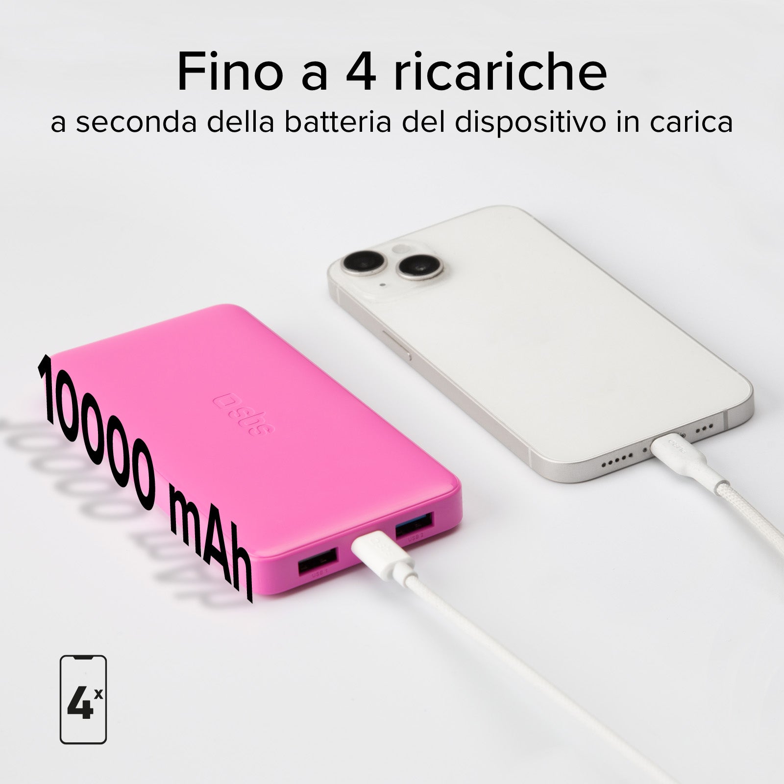 Power bank 10.000 mAh extra slim con porta USB 2.1A Intelligent Charge (IC)