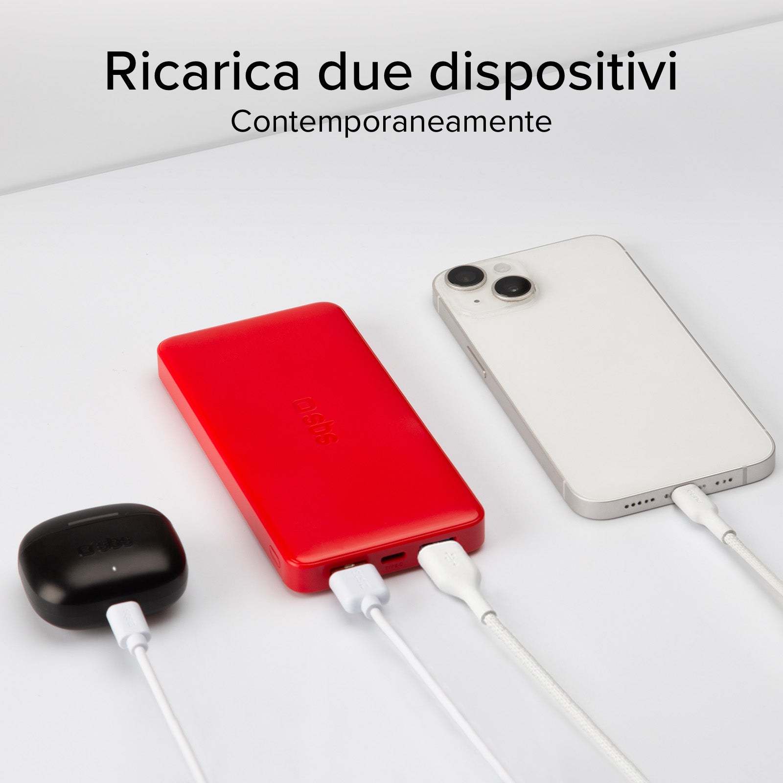 Power bank 10.000 mAh extra slim con porta USB 2.1A Intelligent Charge (IC)