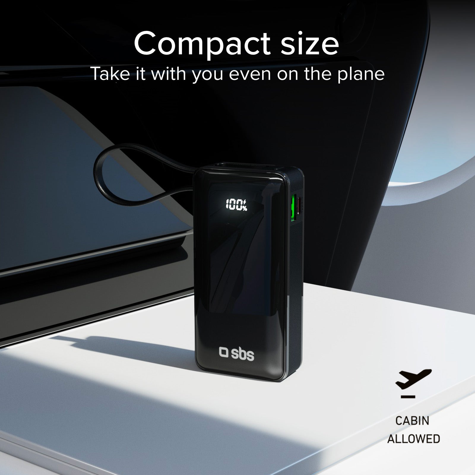 Power bank 10.000 mAh con cable USB-C integrado