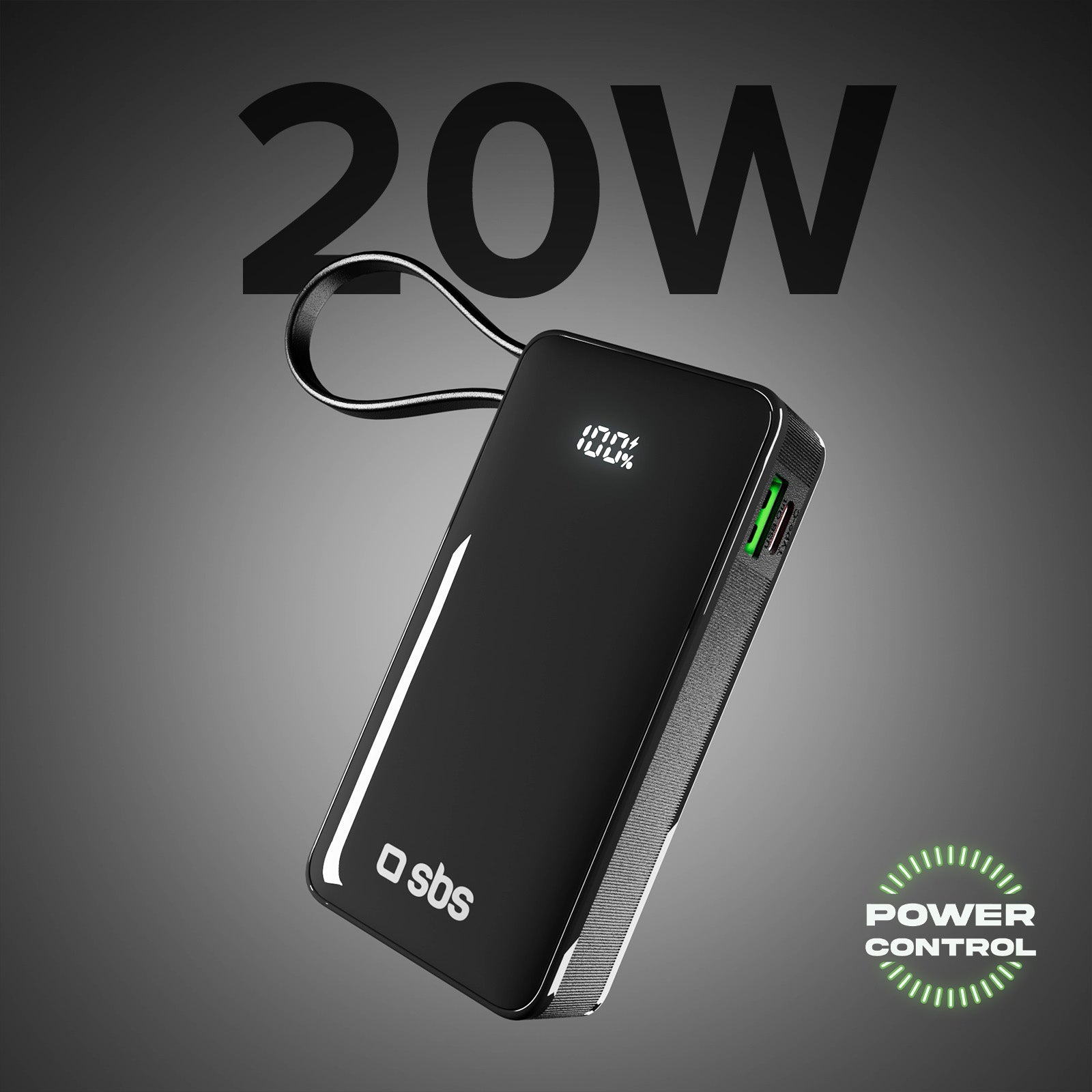 Power bank 10.000 mAh con cavo USB-C integrato