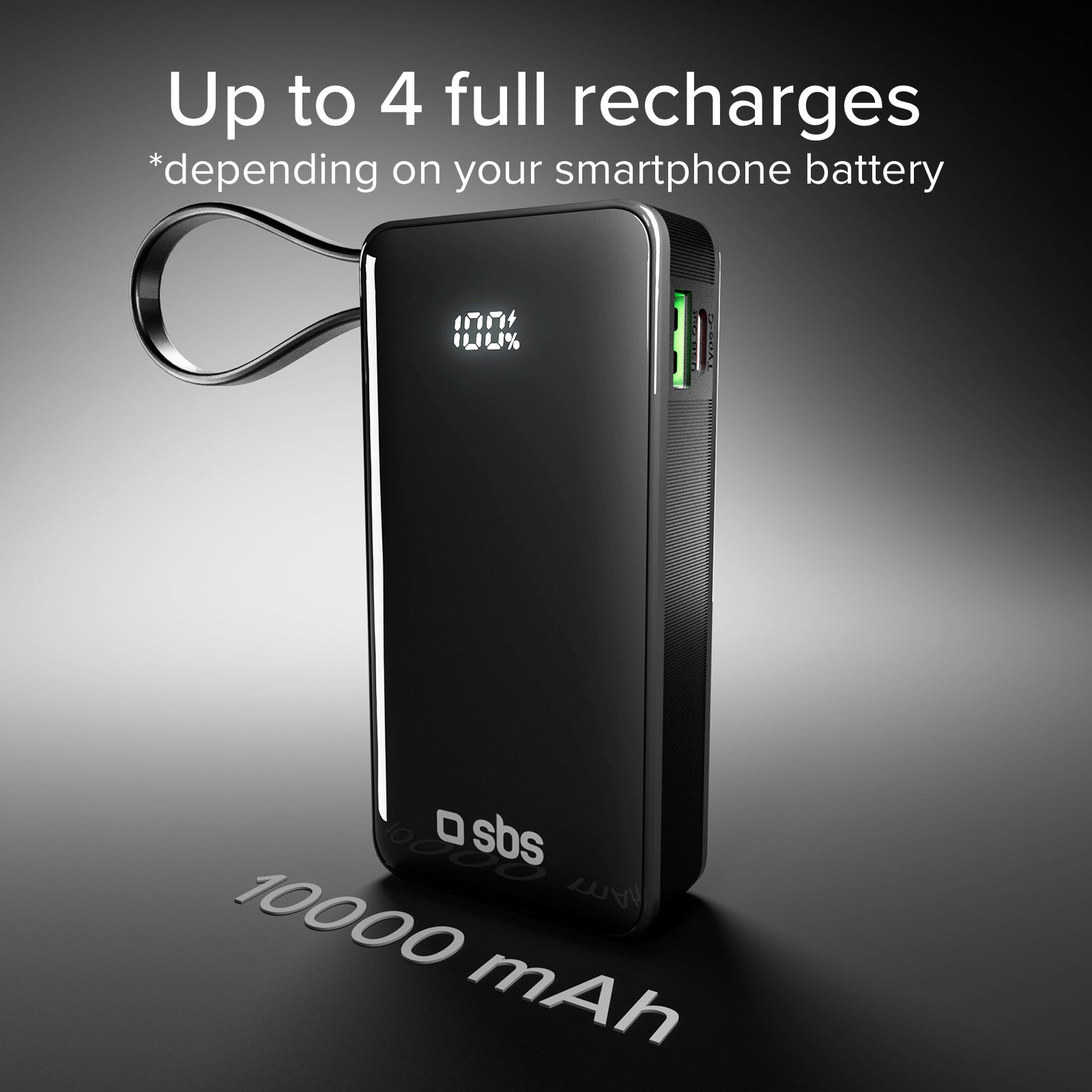 Power bank 10.000 mAh con cable USB-C integrado