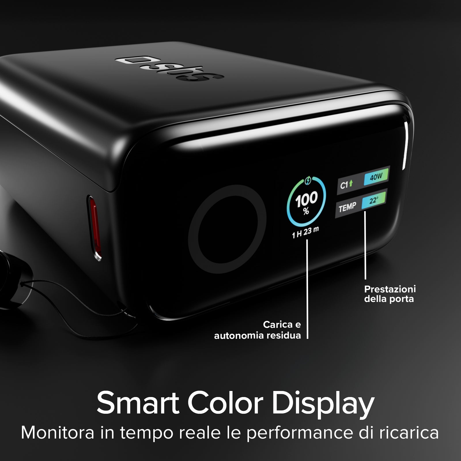 Power bank 10000 mAh 40W PD con display TFT