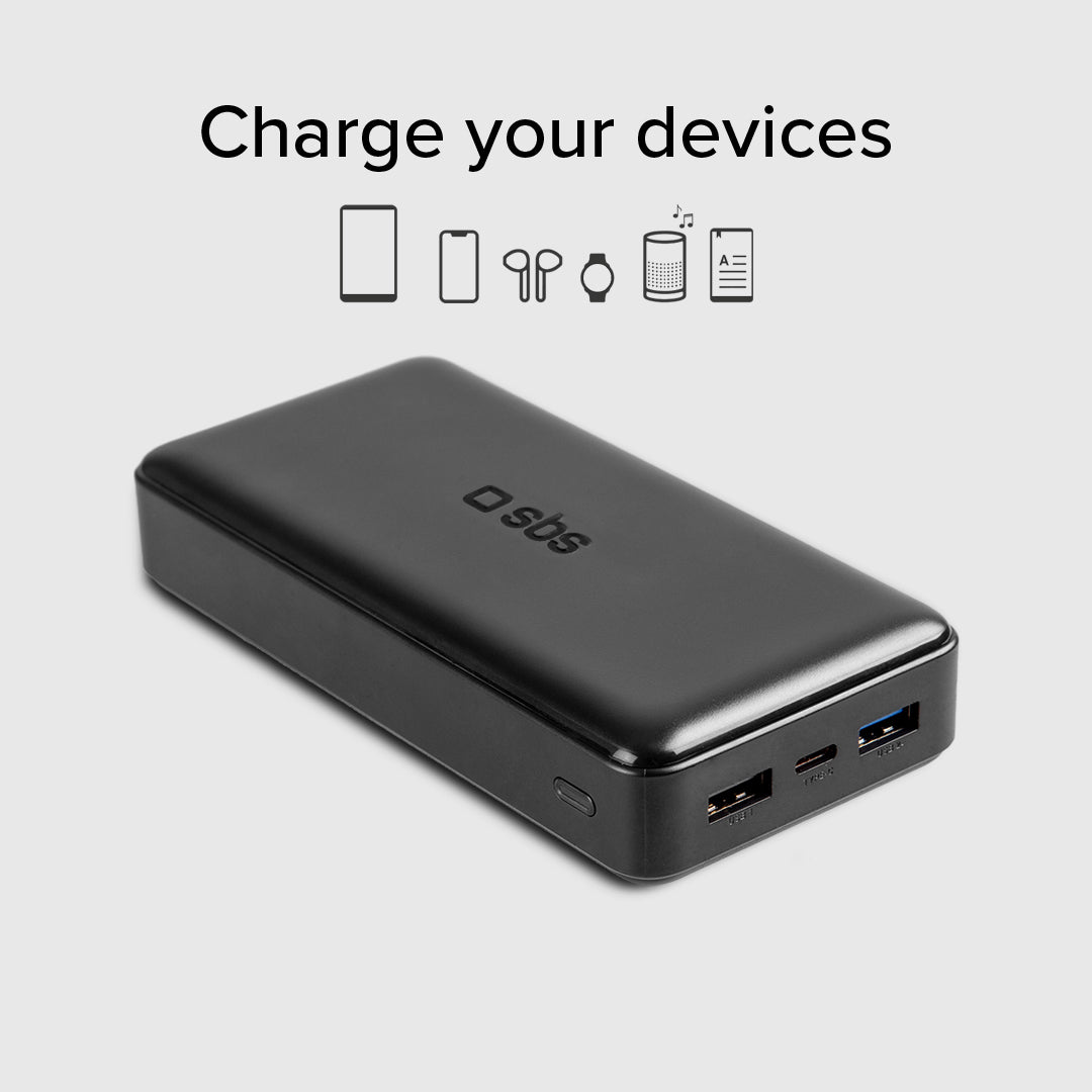 Fast charge powerbank: 20,000 mAh, 2 USBs
