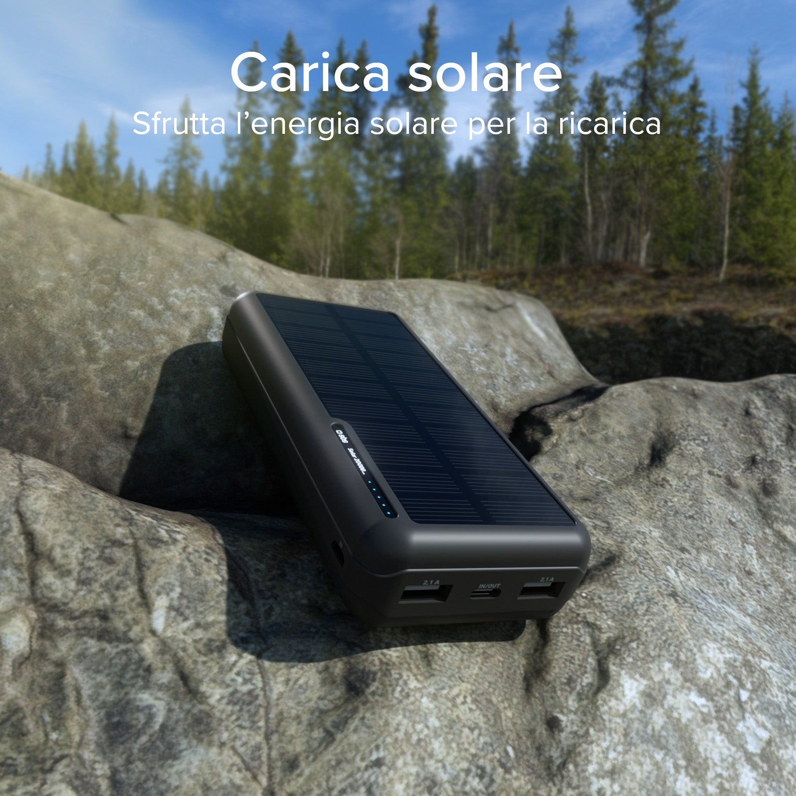 Power bank 20.000 mAh con pannello solare