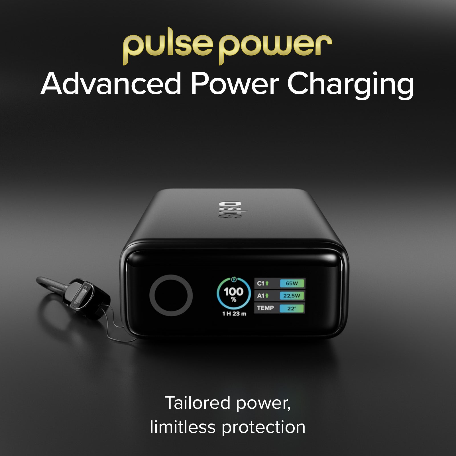 Power Bank 20000mAh avec câble intégré et écran TFT