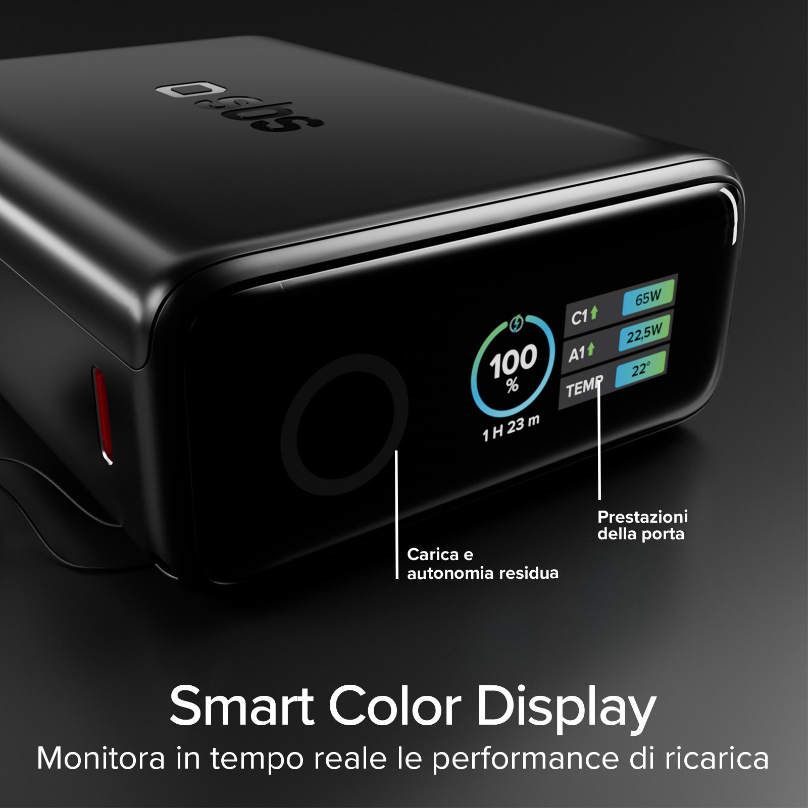 Power Bank 20000mAh avec câble intégré et écran TFT