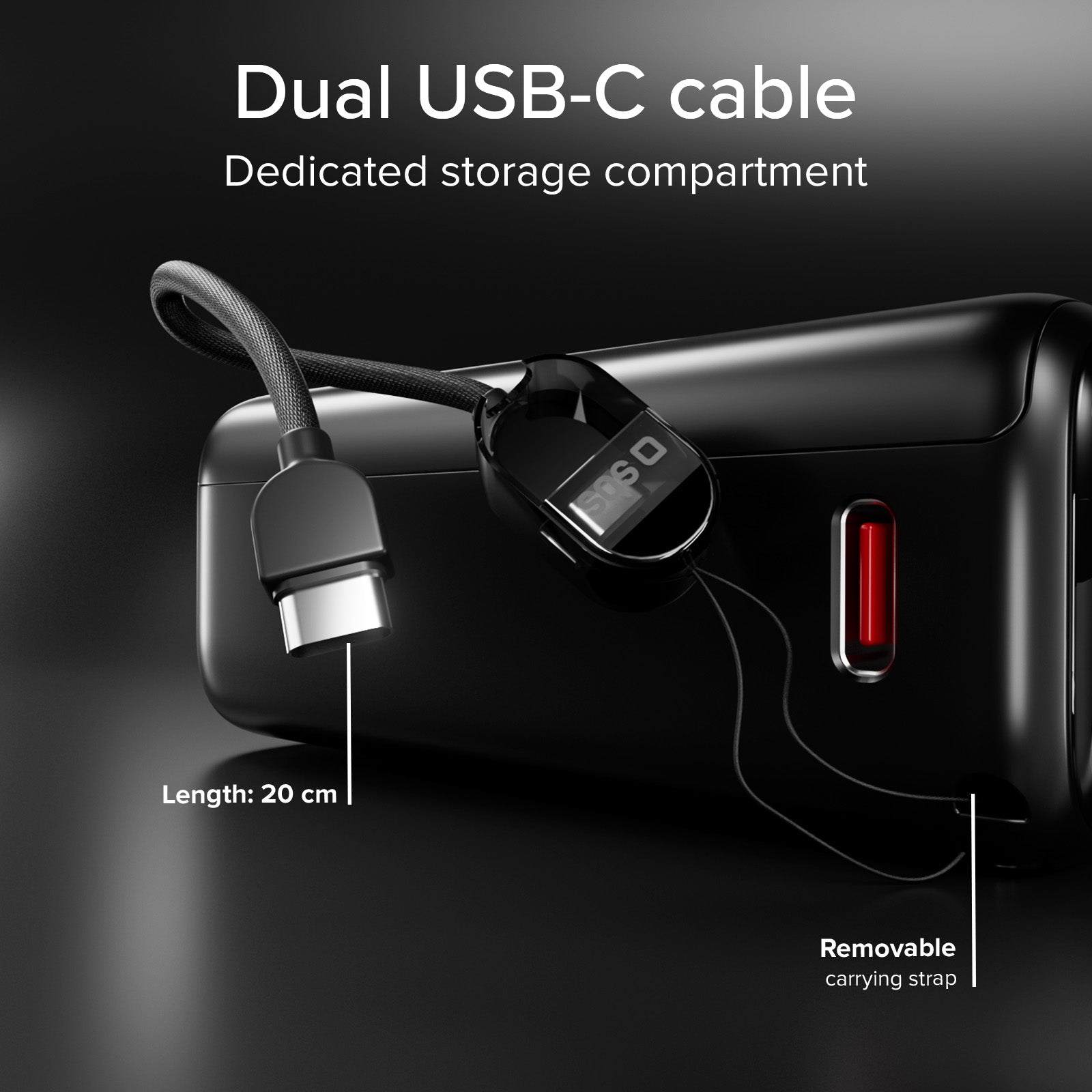 Power Bank 20000mAh avec câble intégré et écran TFT