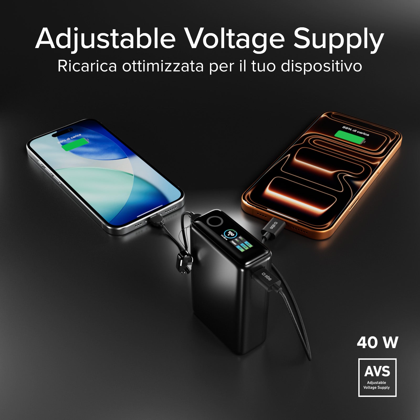 Power Bank 20000mAh avec câble intégré et écran TFT