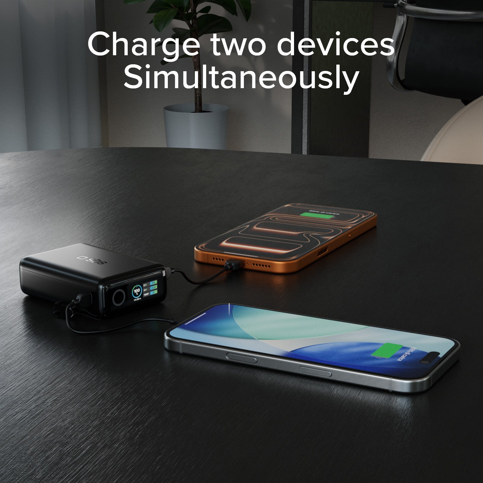Power Bank 20000mAh avec câble intégré et écran TFT