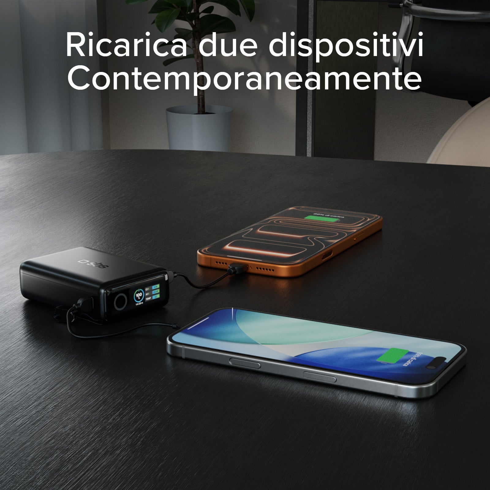 Power Bank 20000mAh avec câble intégré et écran TFT